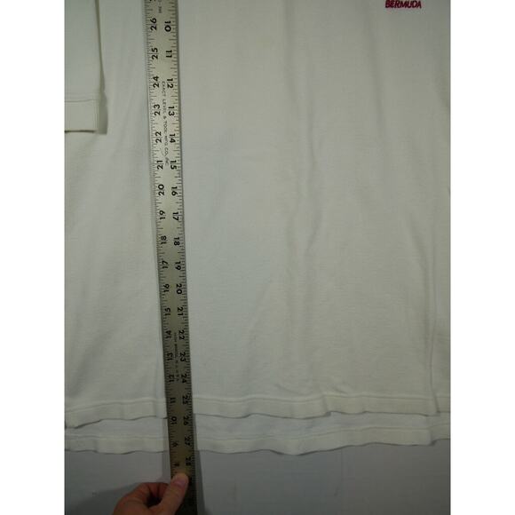 DAVIDSON OF BERMUDA Polo Mens Large White Embroidered Logo Vintage - Picture 5 of 7